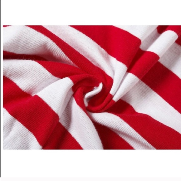 Kids Candy Striped Red White Pajama Set Top Bottom - Picture 4 of 8